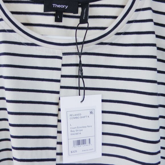 NWT Theory Relaxed Combo Stripe Shift Dress–Chic Everyday & Travel-Ready Classic - Picture 4 of 9